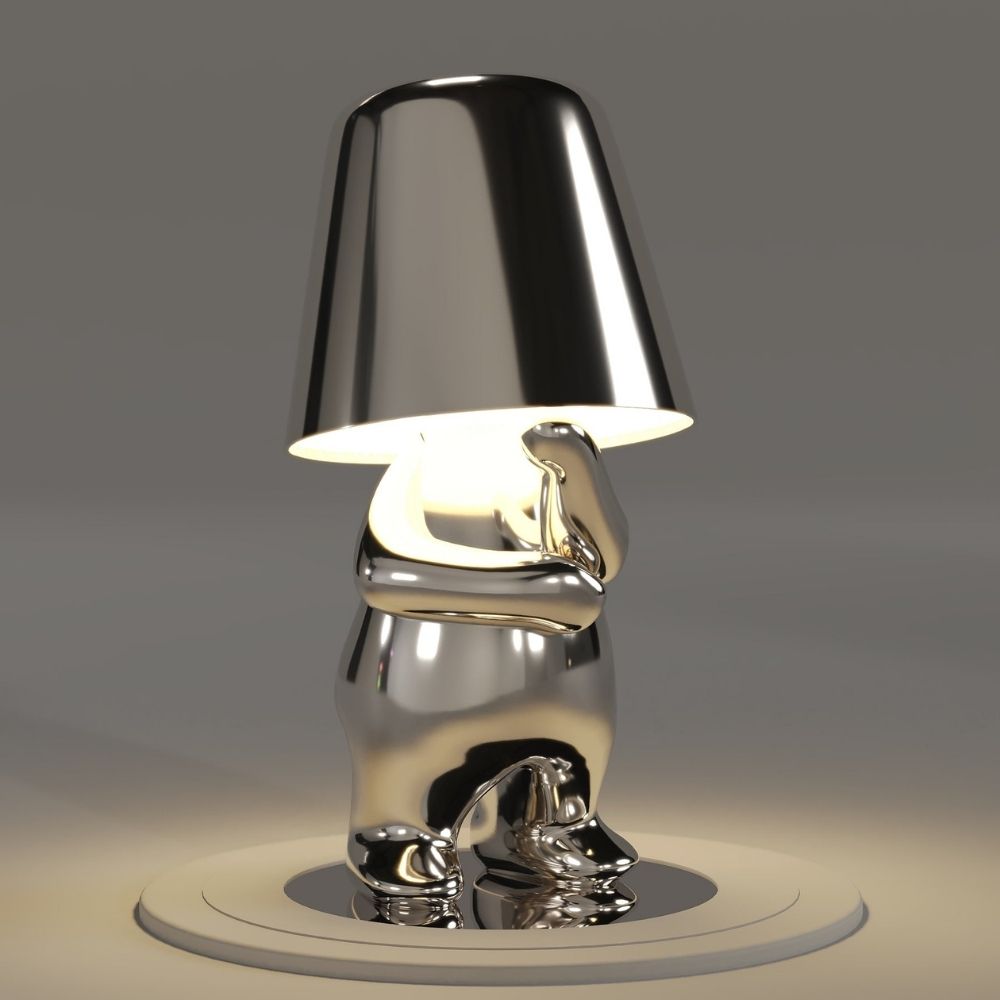 Luminária LED Decorativa Thinker – Estátua Pensador Dourada