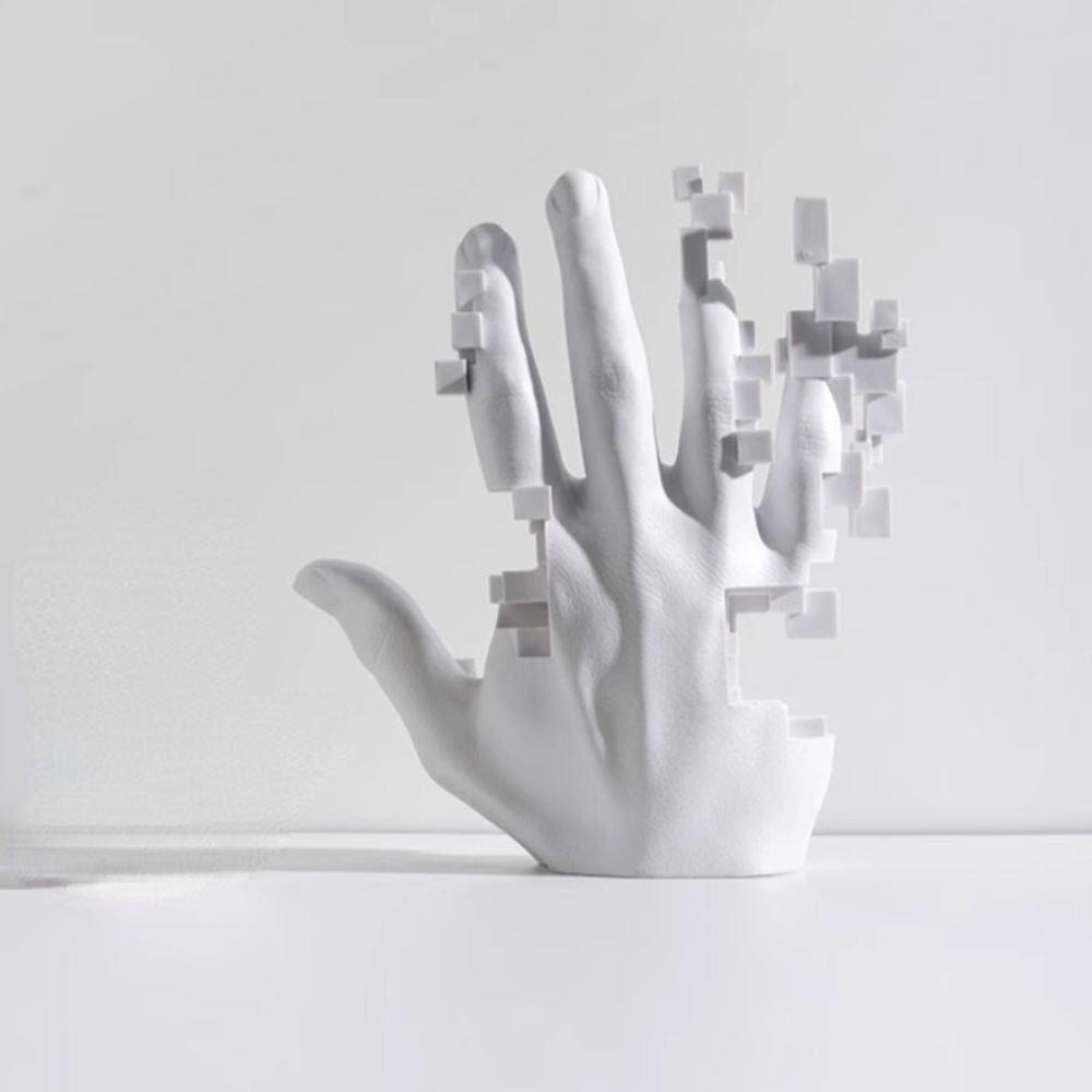 Escultura Decorativa Mão Pixel Art
