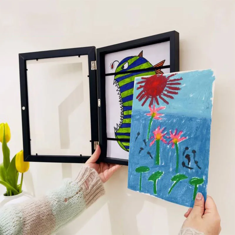 Moldura Magnética Flip para Fotos e Desenhos – Abertura Frontal A4