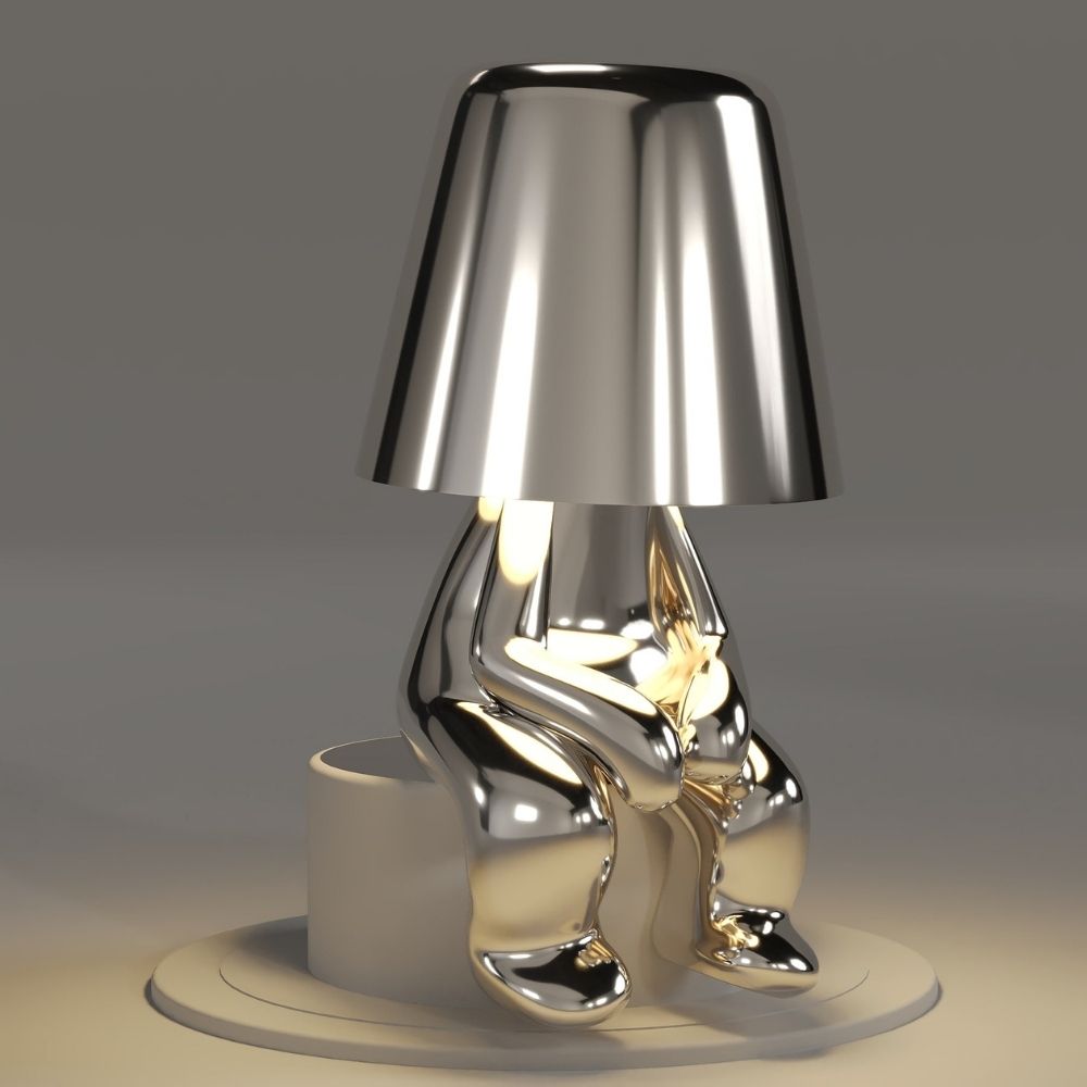 Luminária LED Decorativa Thinker – Estátua Pensador Dourada