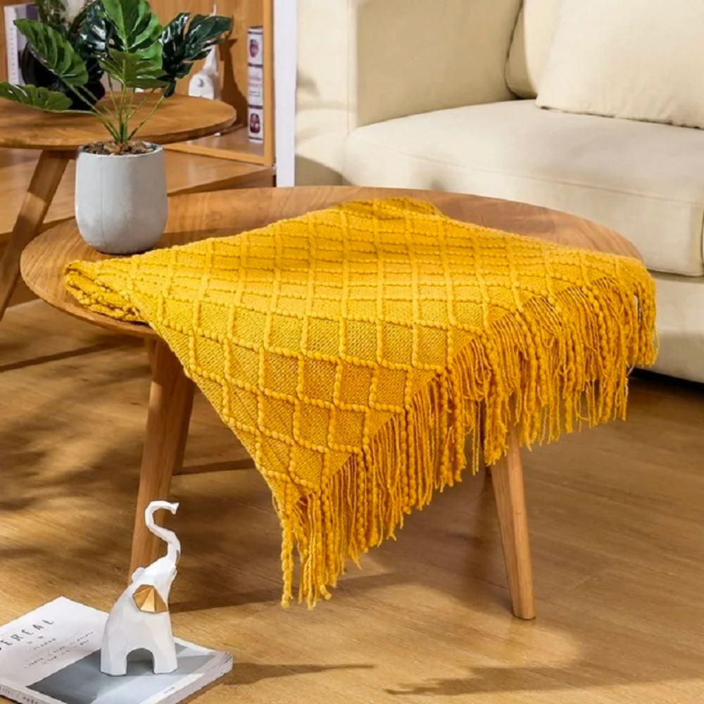 Manta Decorativa para Sofá Sunset Siesta – Com Franjas e Ultra Macia