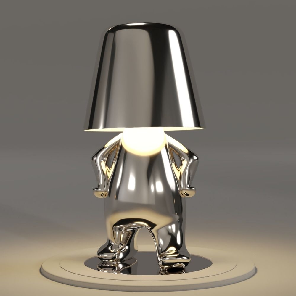Luminária LED Decorativa Thinker – Estátua Pensador Dourada