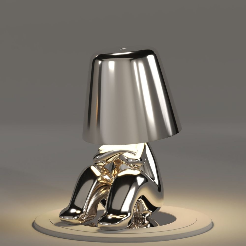 Luminária LED Decorativa Thinker – Estátua Pensador Dourada