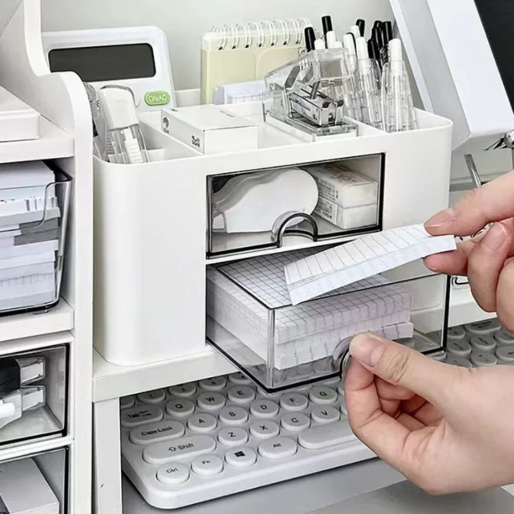 Organizador de Mesa para Papelaria e Escritório – Com 2 Gavetas