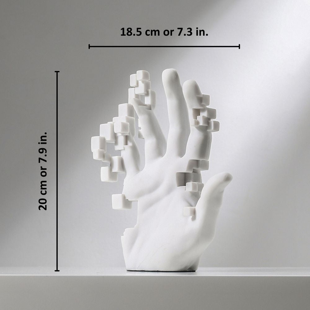 Escultura Decorativa Mão Pixel Art