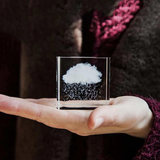 Cubo de Cristal Decorativo Crystal Rain – Nuvem de Chuva em Miniatura 4x4cm