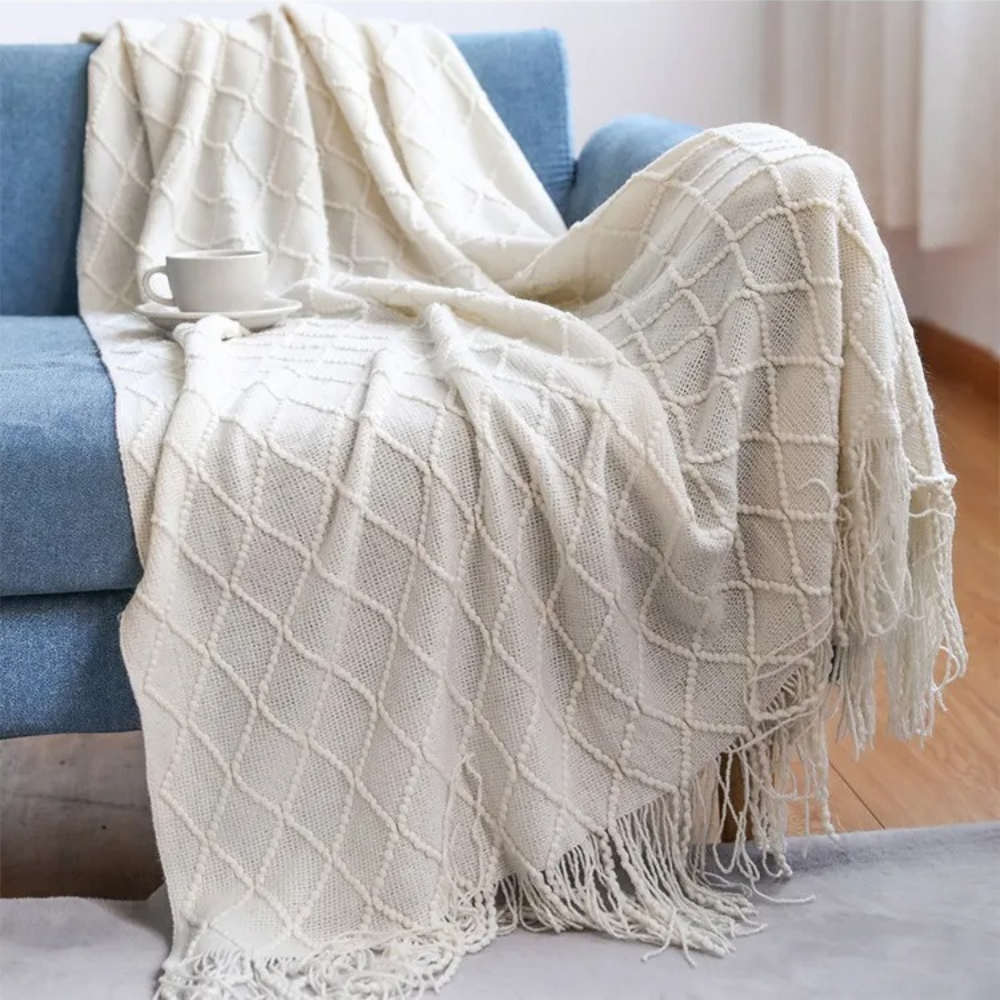 Manta Decorativa para Sofá Sunset Siesta – Com Franjas e Ultra Macia
