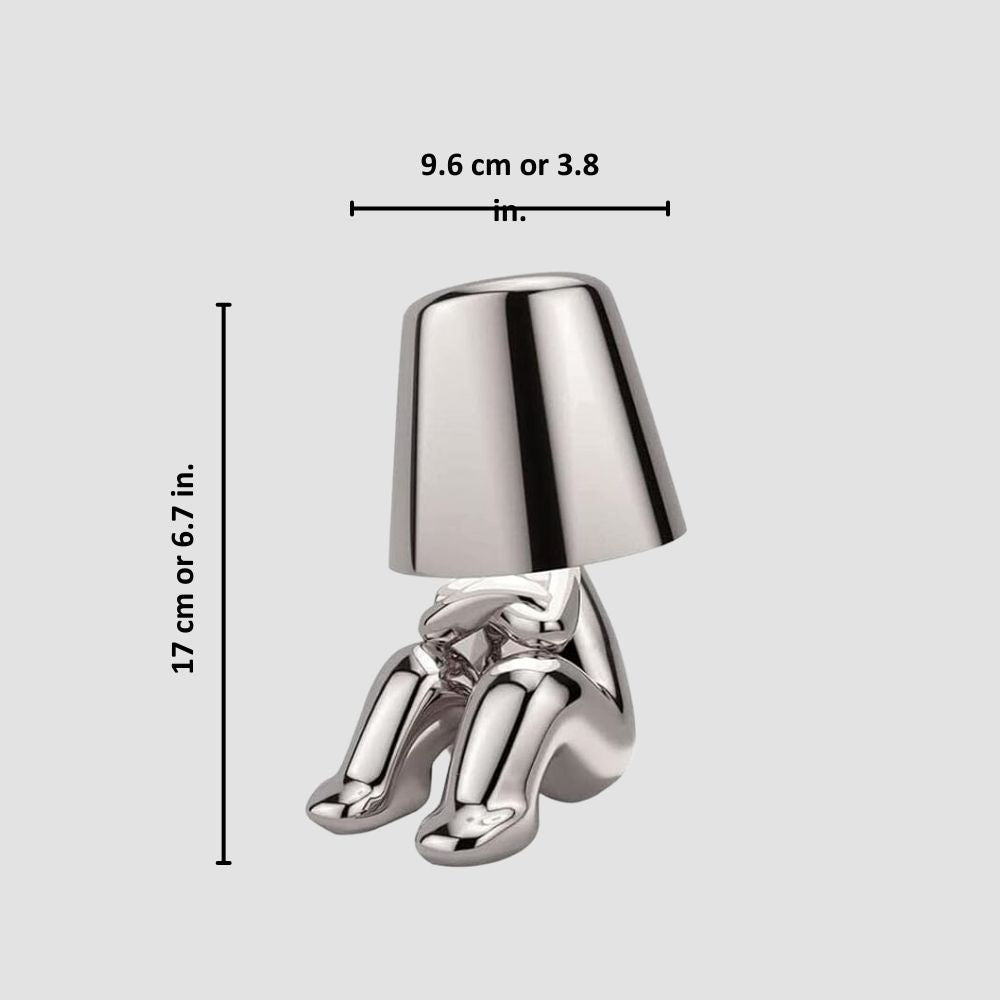 Luminária LED Decorativa Thinker – Estátua Pensador Dourada