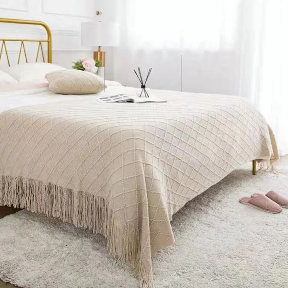 Manta Decorativa para Sofá Sunset Siesta – Com Franjas e Ultra Macia