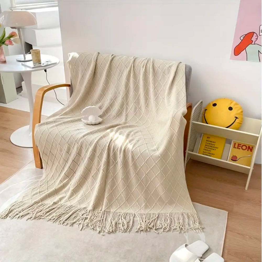 Manta Decorativa para Sofá Sunset Siesta – Com Franjas e Ultra Macia