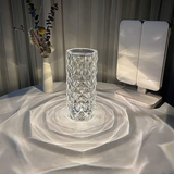 Luminária de Cristal com Padrão de Rosa – Touch USB com Projeção de Luz Diamante