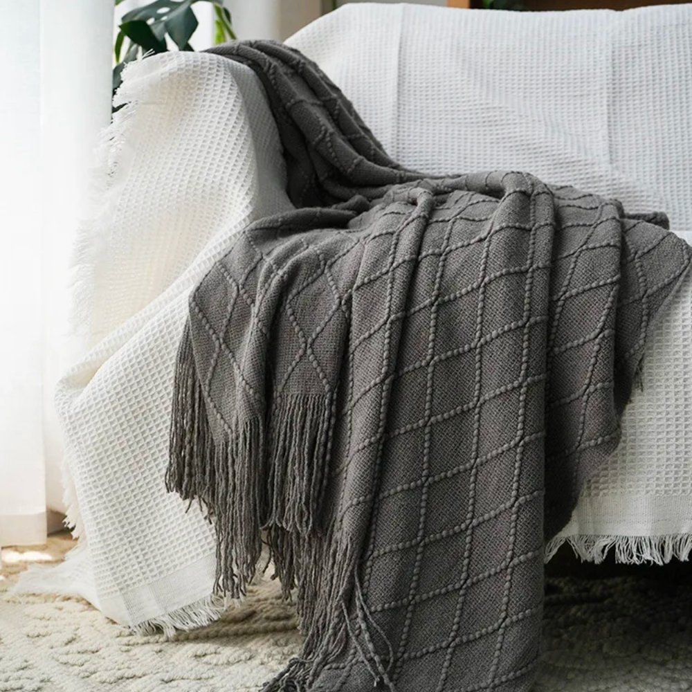 Manta Decorativa para Sofá Sunset Siesta – Com Franjas e Ultra Macia