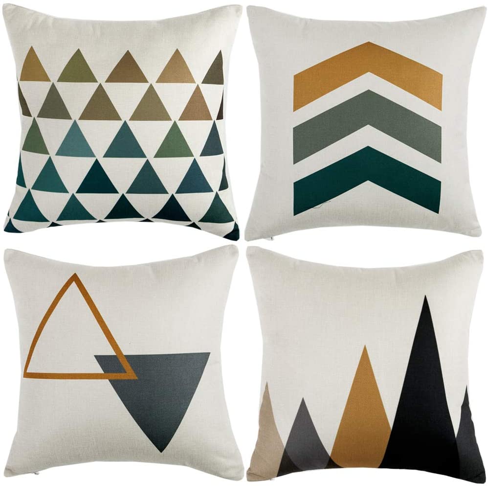 Capas de Almofada em Linho com Estampa Geométrica – 45x45 cm