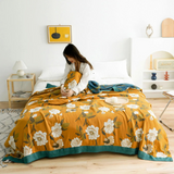 Colcha Floral Reversível Sunshine – Gaze de Algodão Premium