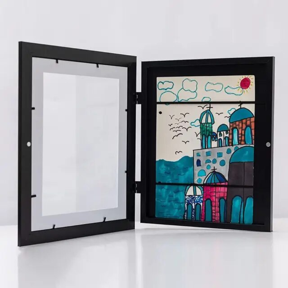 Moldura Magnética Flip para Fotos e Desenhos – Abertura Frontal A4