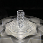 Luminária de Cristal com Padrão de Rosa – Touch USB com Projeção de Luz Diamante