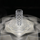 Luminária de Cristal com Padrão de Rosa – Touch USB com Projeção de Luz Diamante