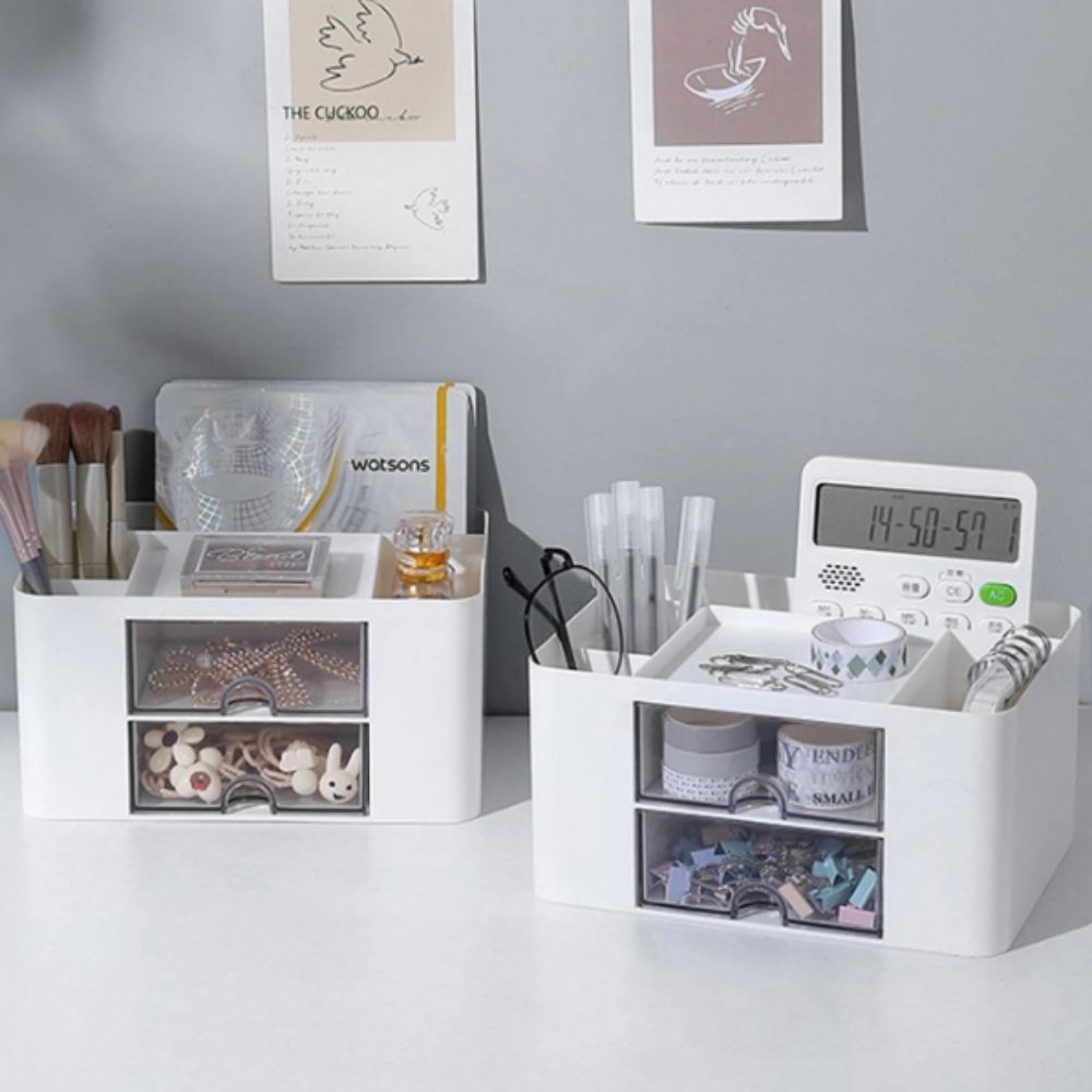 Organizador de Mesa para Papelaria e Escritório – Com 2 Gavetas