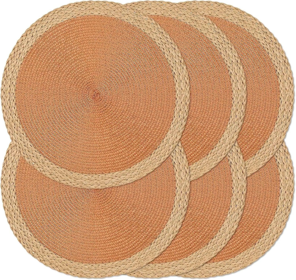 Kit 6 Jogos Americanos Redondos Trançados – Resistentes ao Calor e Antiderrapantes 38cm