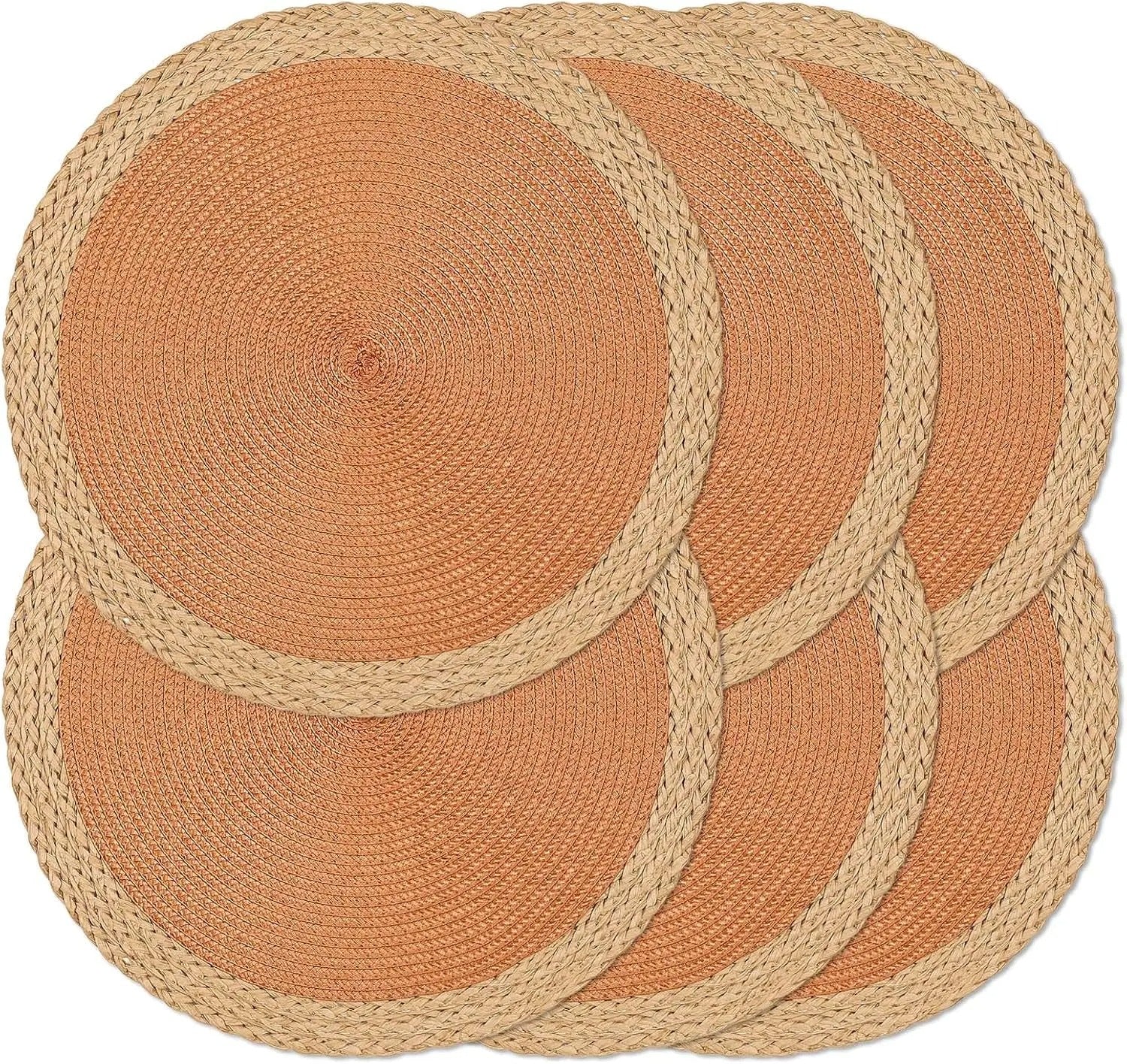 Kit 6 Jogos Americanos Redondos Trançados – Resistentes ao Calor e Antiderrapantes 38cm