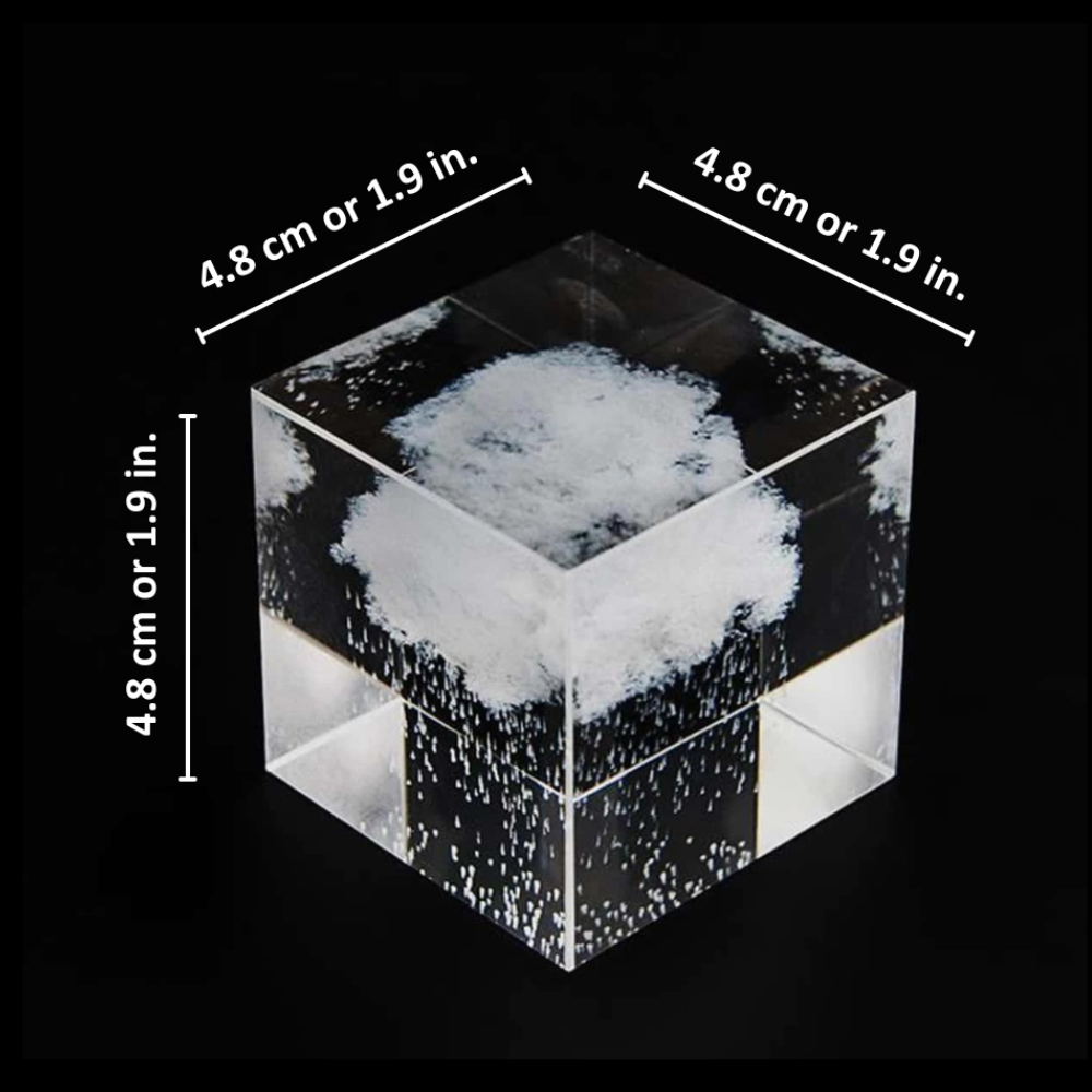 Cubo de Cristal Decorativo Crystal Rain – Nuvem de Chuva em Miniatura 4x4cm