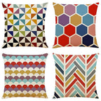 Capas de Almofada Geométricas Coloridas – Kit 4 Peças 45x45cm