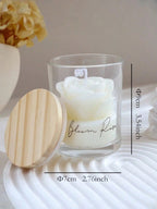 Vela Aromática de Rosa em Copo de Vidro com Tampa de Madeira – Fragrância Floral