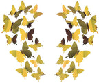 Kit 12 Borboletas Decorativas de Parede em Acrílico Espelhado Dourado