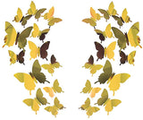 Kit 12 Borboletas Decorativas de Parede em Acrílico Espelhado Dourado