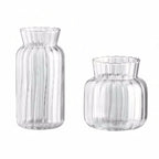 Vaso de Vidro Transparente Listrado – Decoração Floral e Hidropônica