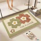 Tapete Absorvente "Sweet Home" com Flores em Relevo – Para Porta e Banheiro 4 Tamanhos