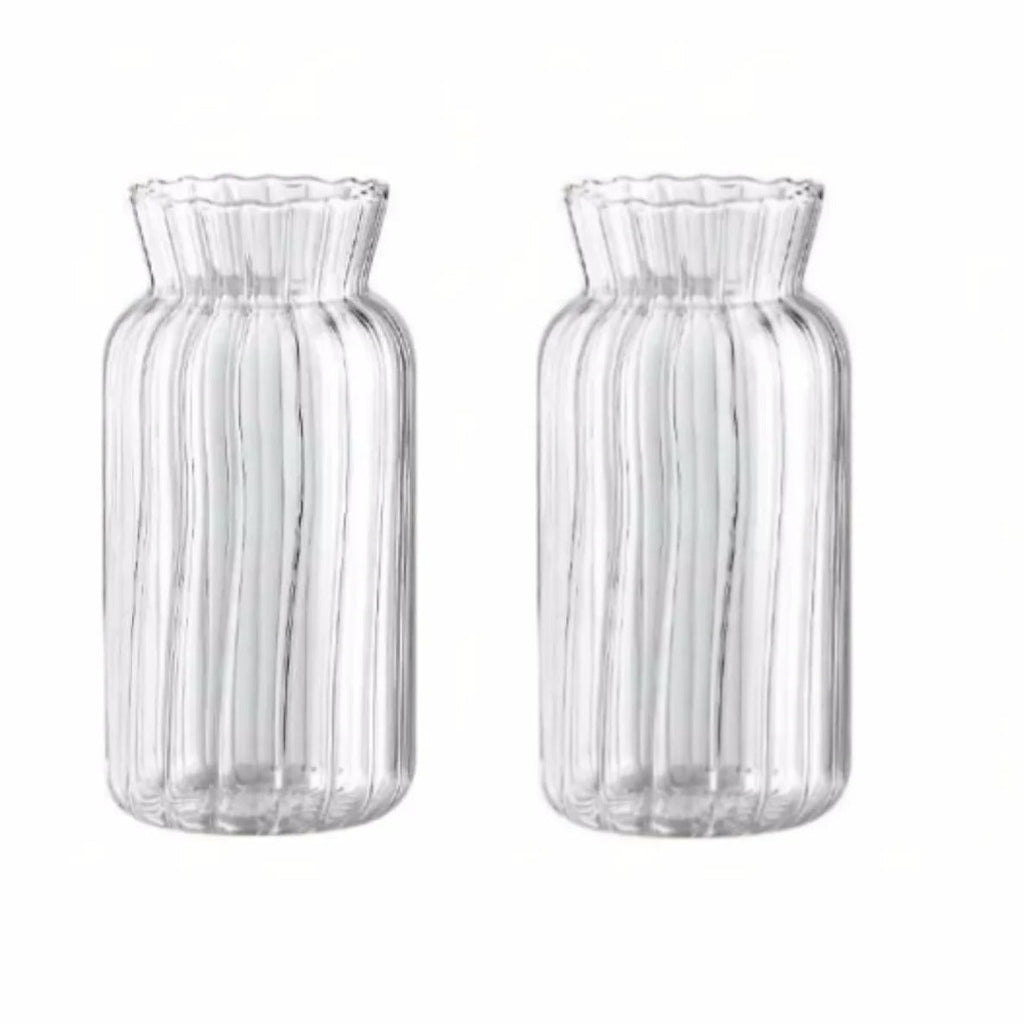 Vaso de Vidro Transparente Listrado – Decoração Floral e Hidropônica