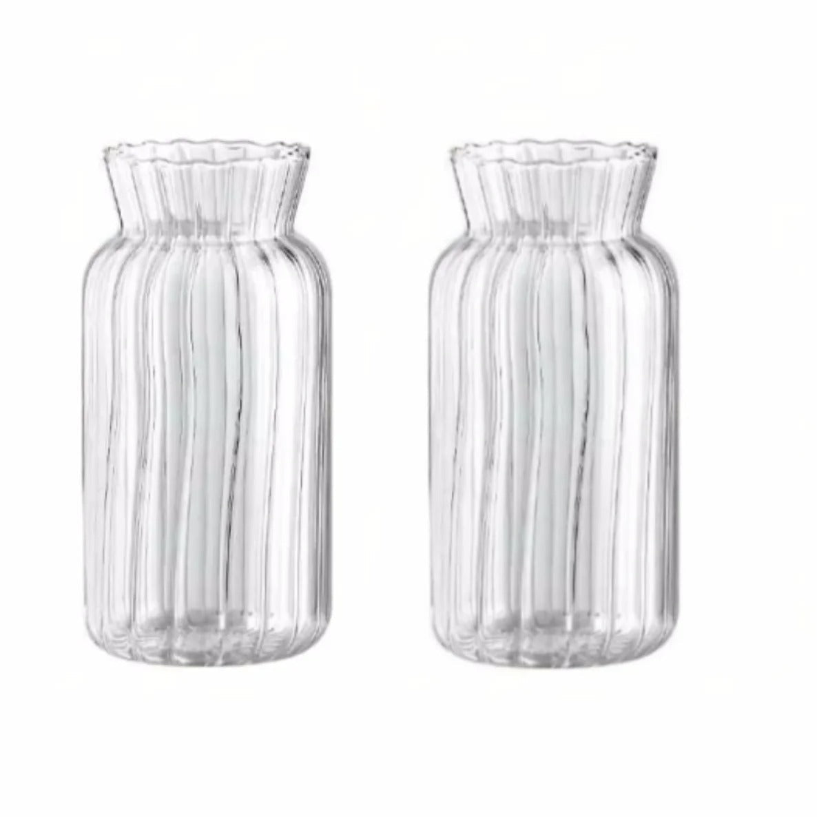 Vaso de Vidro Transparente Listrado – Decoração Floral e Hidropônica