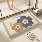 Tapete Absorvente "Sweet Home" com Flores em Relevo – Para Porta e Banheiro 4 Tamanhos