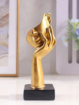 Escultura Rosto Dourado em Resina – Estatueta Decorativa de Arte Moderna