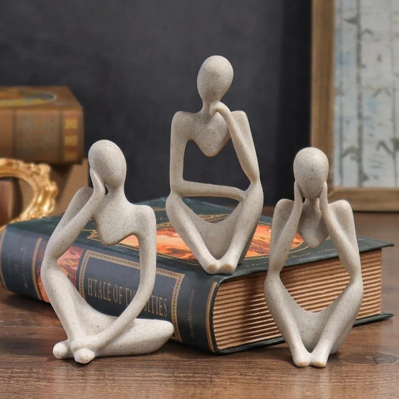 Kit Estatuetas Minimalistas de Contemplação Humana – Escultura Decorativa Premium