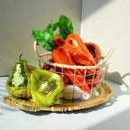 Ornamento Decorativo Vegetal Disco Ball – Tomate, Pimenta, Pera e Cenoura Espelhados