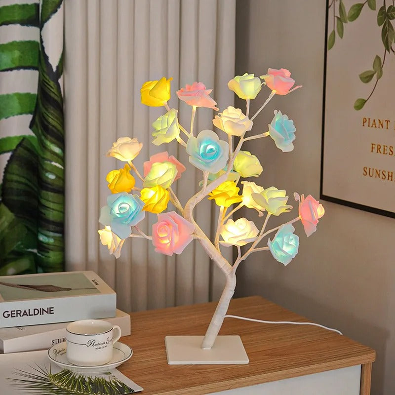 Luminária Árvore de Rosas LED – 36 Flores com Luz USB 45cm