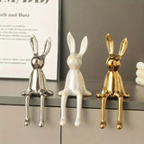 Estatueta Decorativa de Coelho Sentado em Cerâmica – Luxo High-End 21cm