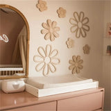 Kit 8 Margaridas Decorativas de Madeira para Parede