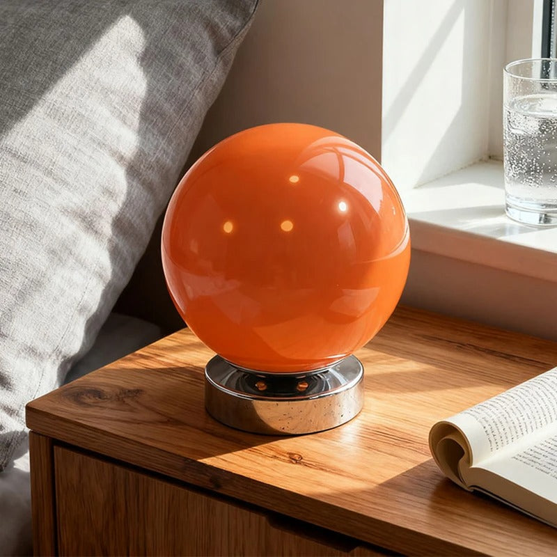 Luminária de Mesa Esfera Minimalista – Recarregável com Dimmer para Cabeceira