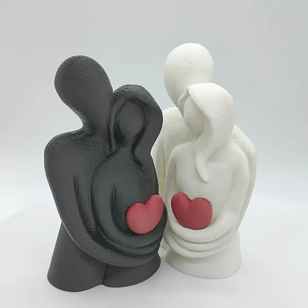 Estátua de Casal com Coração – Escultura de Abraço em Arte Moderna 3D