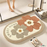 Tapete Absorvente "Sweet Home" com Flores em Relevo – Para Porta e Banheiro 4 Tamanhos