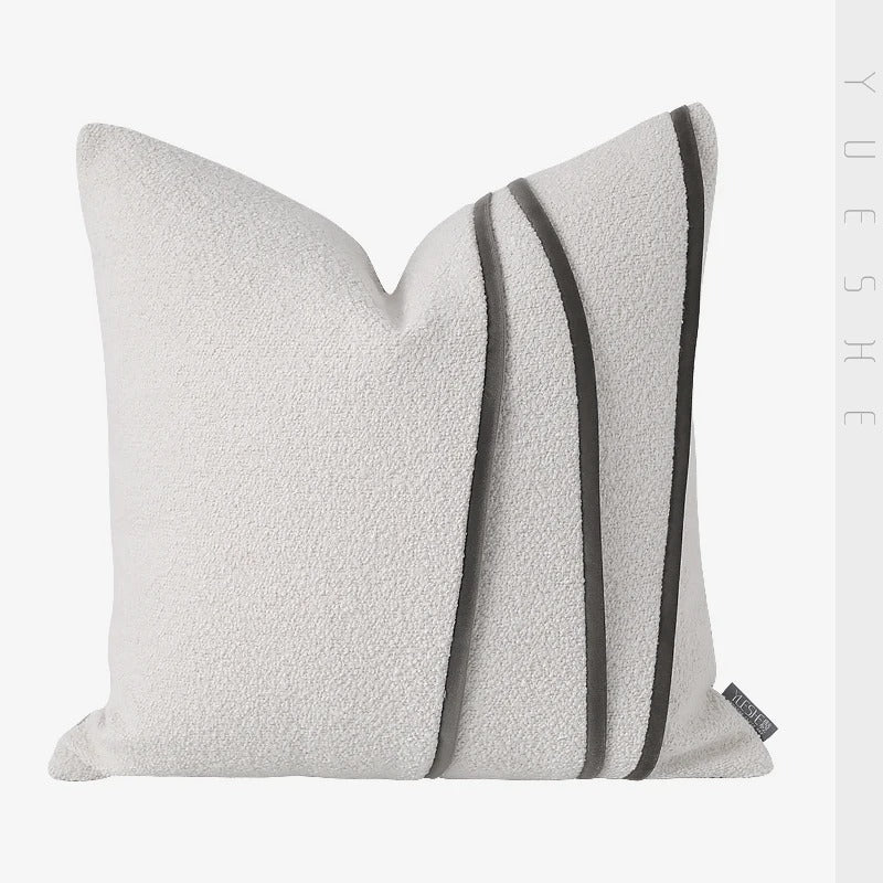Almofada Quadrada com Linhas de Costura Decorativas-  Minimalista e Elegante 45x45cm