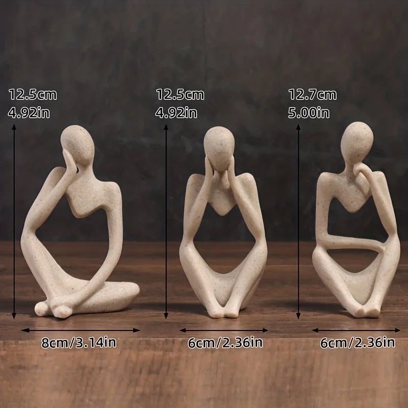 Kit Estatuetas Minimalistas de Contemplação Humana – Escultura Decorativa Premium