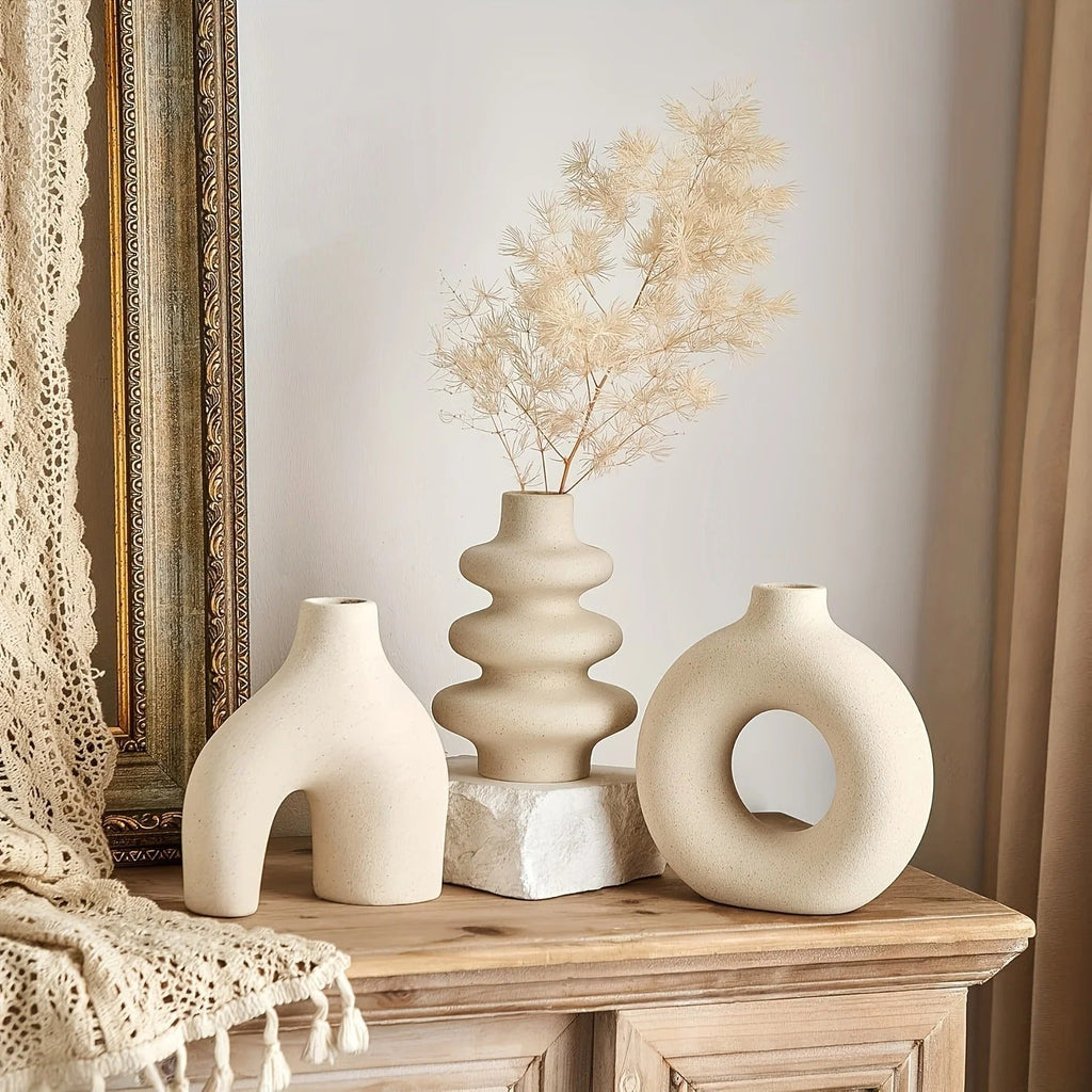 Conjunto de Vasos de Cerâmica Boho – Decoração Minimalista e Sofisticada