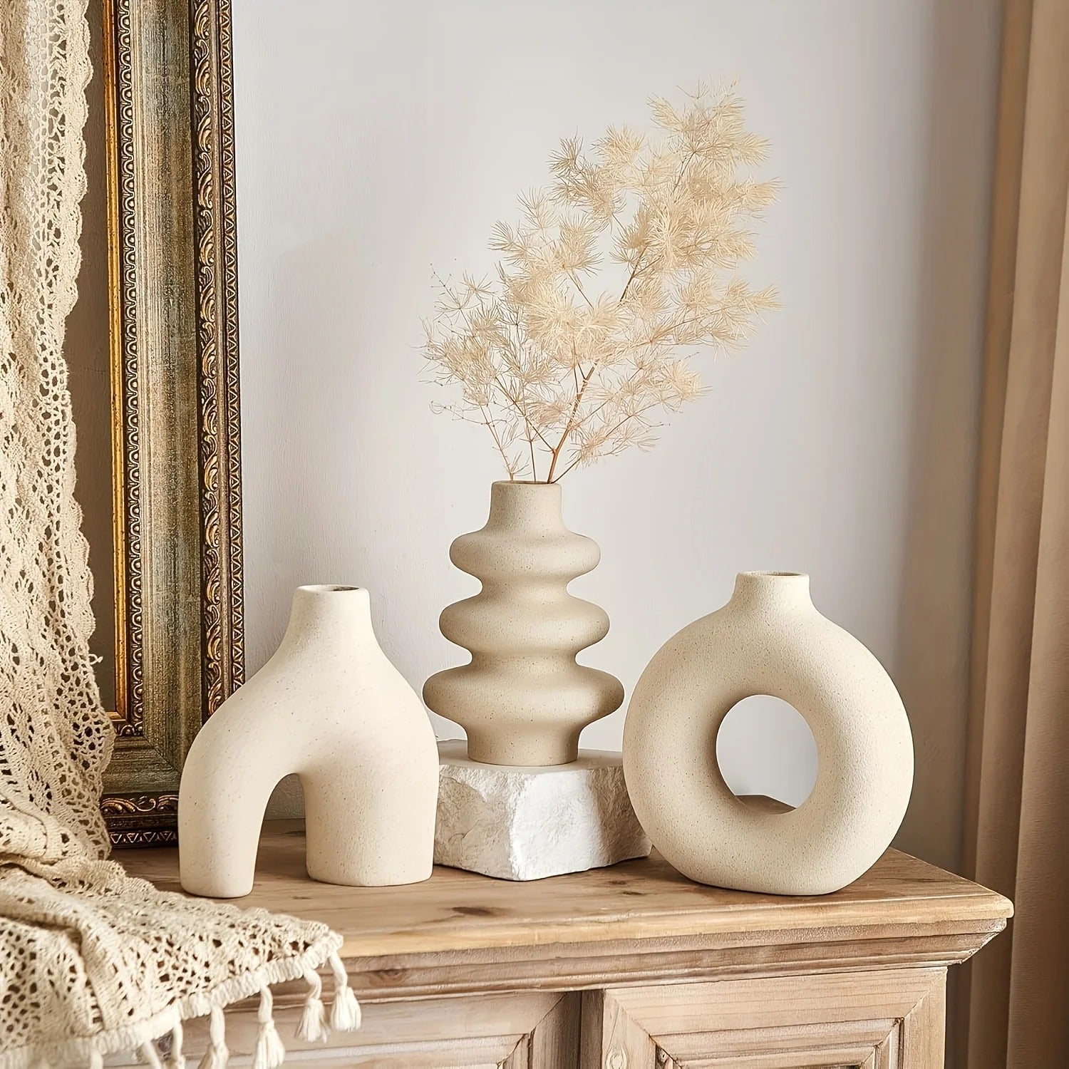 Conjunto de Vasos de Cerâmica Boho – Decoração Minimalista e Sofisticada