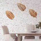 Kit 3 Folhas Decorativas de Parede em Madeira – Escultura Boho Natural