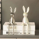 Estatueta Decorativa de Coelho Sentado em Cerâmica – Luxo High-End 21cm