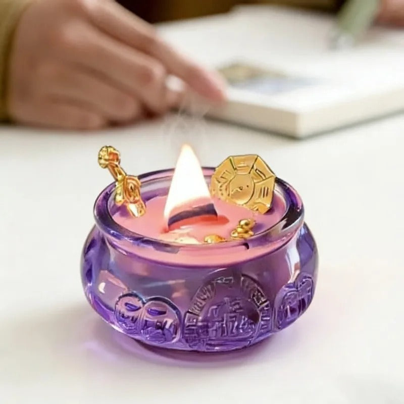 Vela Aromática Cornucópia em Pote de Vidro Roxo